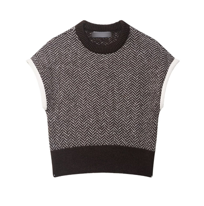 Women Wear Herringbone Knitted Vest Sleeveless Top Bella Mia