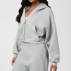 Wanita Store hooded sports casual sweater in long sleeve, autumn winter outdoor running fitness top, suitable for yoga and outdoor activities.