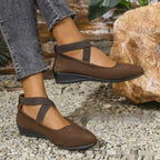 Plush Fashion Hub elastic band platform wedge pumps in six colors, EU sizes 35-43, featuring stylish heels with a modern design.