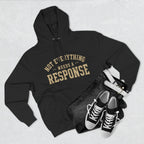 Black "Not Everything Needs a Response" hoodie by Wear Your Worship from the SEEN. Identity Line, featuring bold white text on the front.