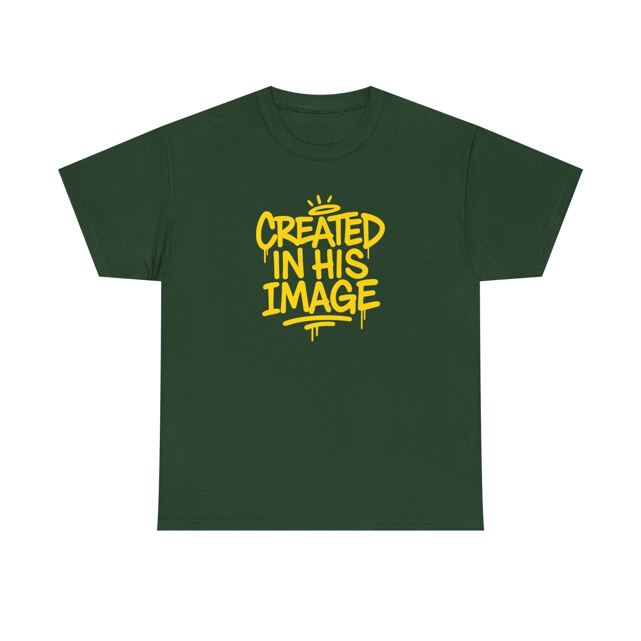 Wear Your Worship Created In His Image T-Shirt with Genesis 1:27 inspirational graphic, casual apparel for spiritual expression.