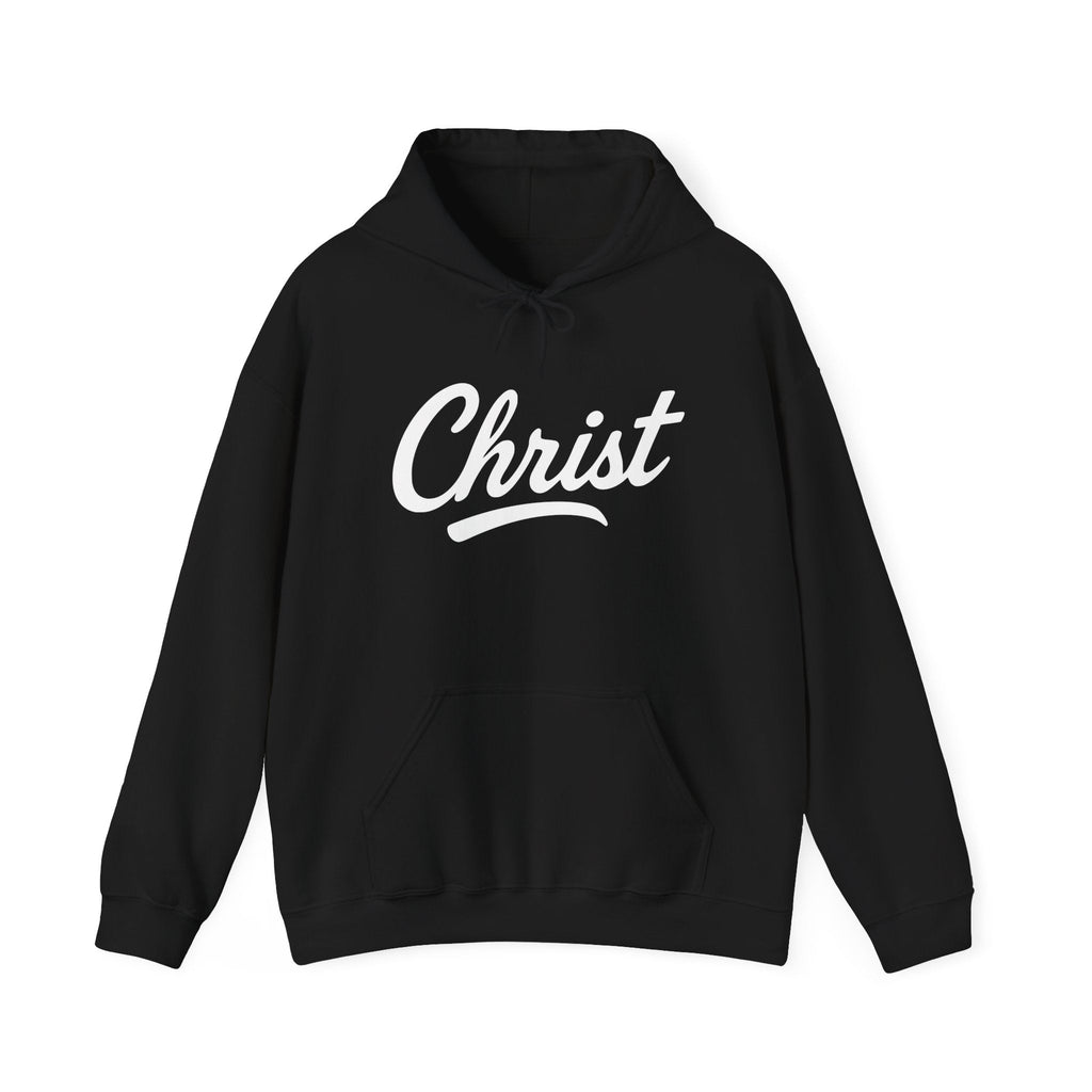 Unisex Christ hoodie with inspirational graphic design by Wear Your Worship, featuring a comfortable pullover style in apparel.