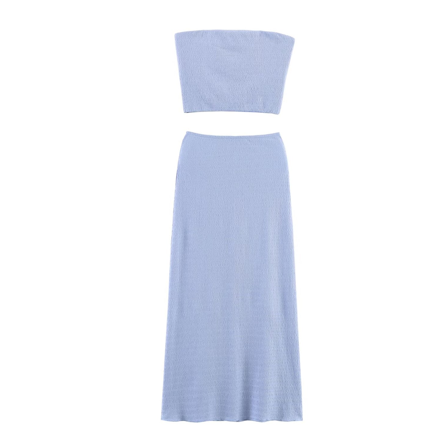 Women’s summer texture tank top and midi skirt set by Plush Fashion Hub, featuring lightweight fabric and stylish design.