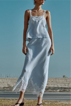 Women’s lace short top and midi skirt set by Plush Fashion Hub, featuring stylish Western-inspired lace clothing ensemble.