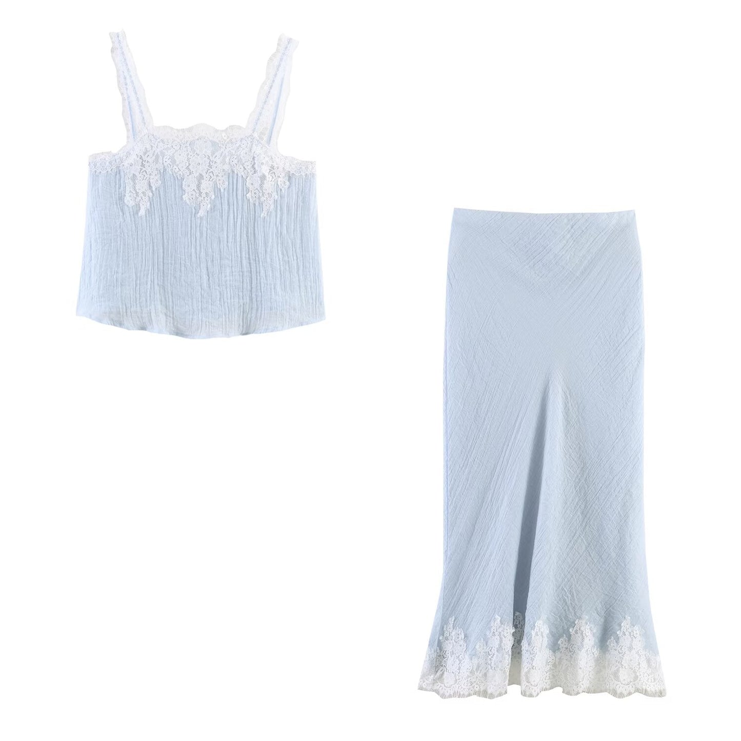 Women’s Western lace short top and midi skirt set by Plush Fashion Hub, stylish lace clothing ensemble for casual wear.