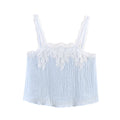 Women’s lace short top and midi skirt set by Plush Fashion Hub, stylish western fashion with intricate lace details.