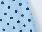 Pink polka dot vintage maxi dress for women featuring a backless lace-up design and a tight waist, by Plush Fashion Shop.