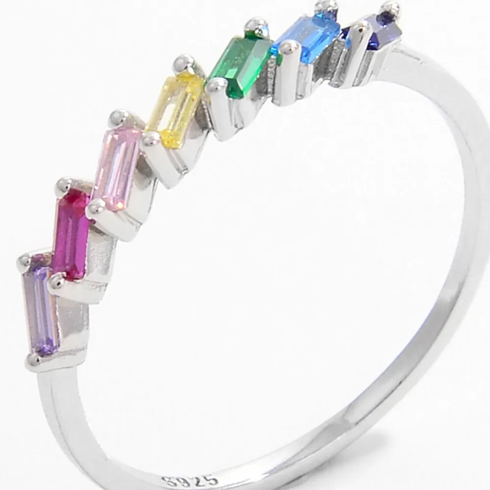 925 sterling silver zircon contrast ring with sparkling blue and clear stones, showcasing elegant design and craftsmanship.