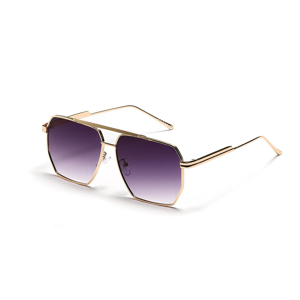Large retro double beam sunglasses with oversized frames, UV400 protection, stylish eyewear by Plush Fashion Hub.