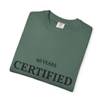 Certified Classic 60 Years T-Shirt by Printify, white cotton T-shirt with vintage 60-year anniversary design on front.