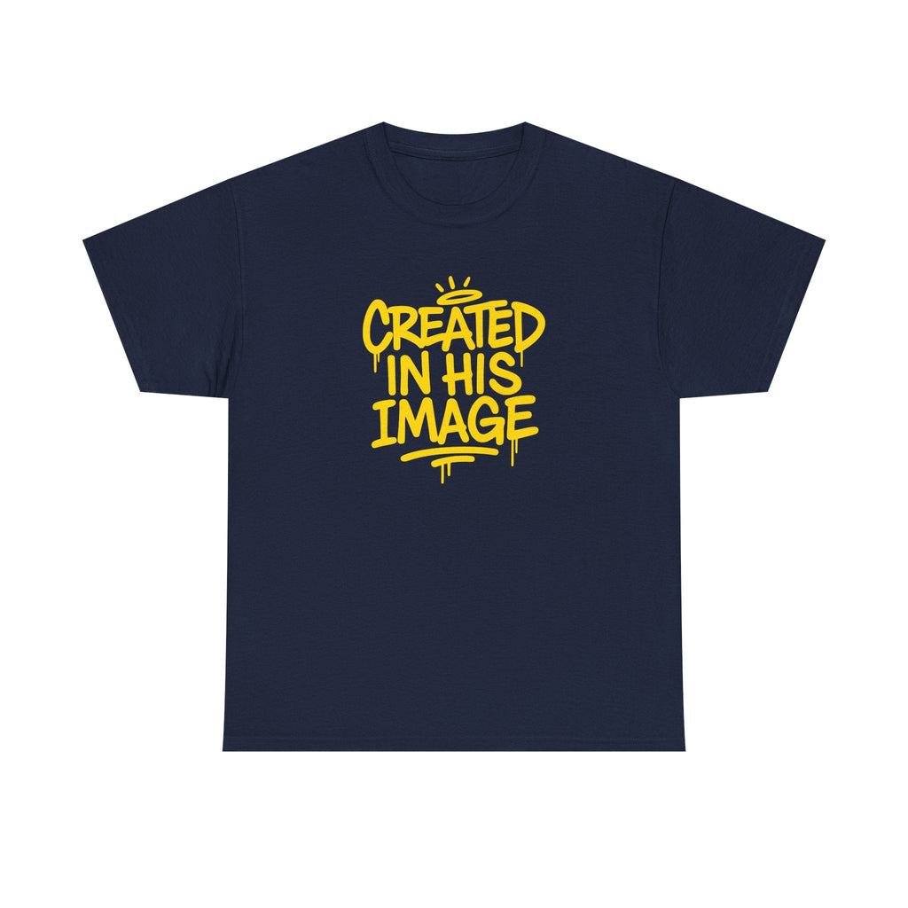 Wear Your Worship Created In His Image T-shirt featuring Genesis 1:27 inspirational graphic on soft cotton apparel.