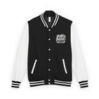 Wear Your Worship varsity jacket featuring Proverbs 4:25 inspirational lettering on the front, stylish and comfortable apparel.