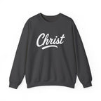 Wear Your Worship Christ unisex sweatshirt with Colossians 3:17 inspirational quote, featuring a comfortable crewneck design.
