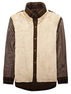 Men's full-size plaid fleece-lined snap down jacket by Shopimist, featuring a classic plaid pattern and cozy fleece interior.