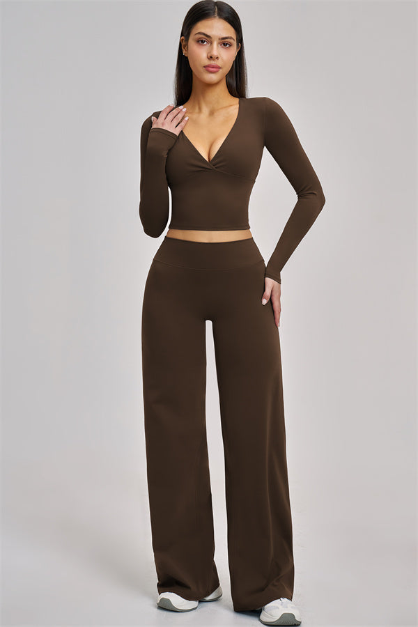 Fitglutes Activewear long sleeve crop top from The Swoon collection, shown in a stylish, fitted design for workout and gym wear.