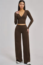 Fitglutes Activewear long sleeve crop top from The Swoon collection, shown in a stylish, fitted design for workout and gym wear.