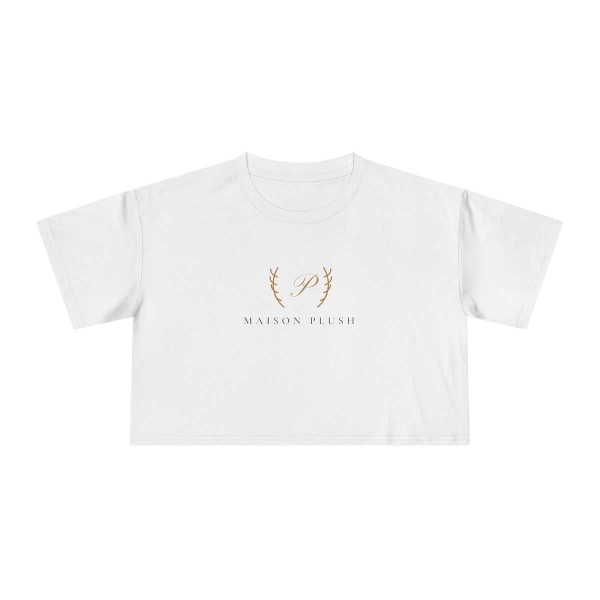 Maison Plush Monogram Crop Tee | Women's Cute Luxury Cropped T-Shirt