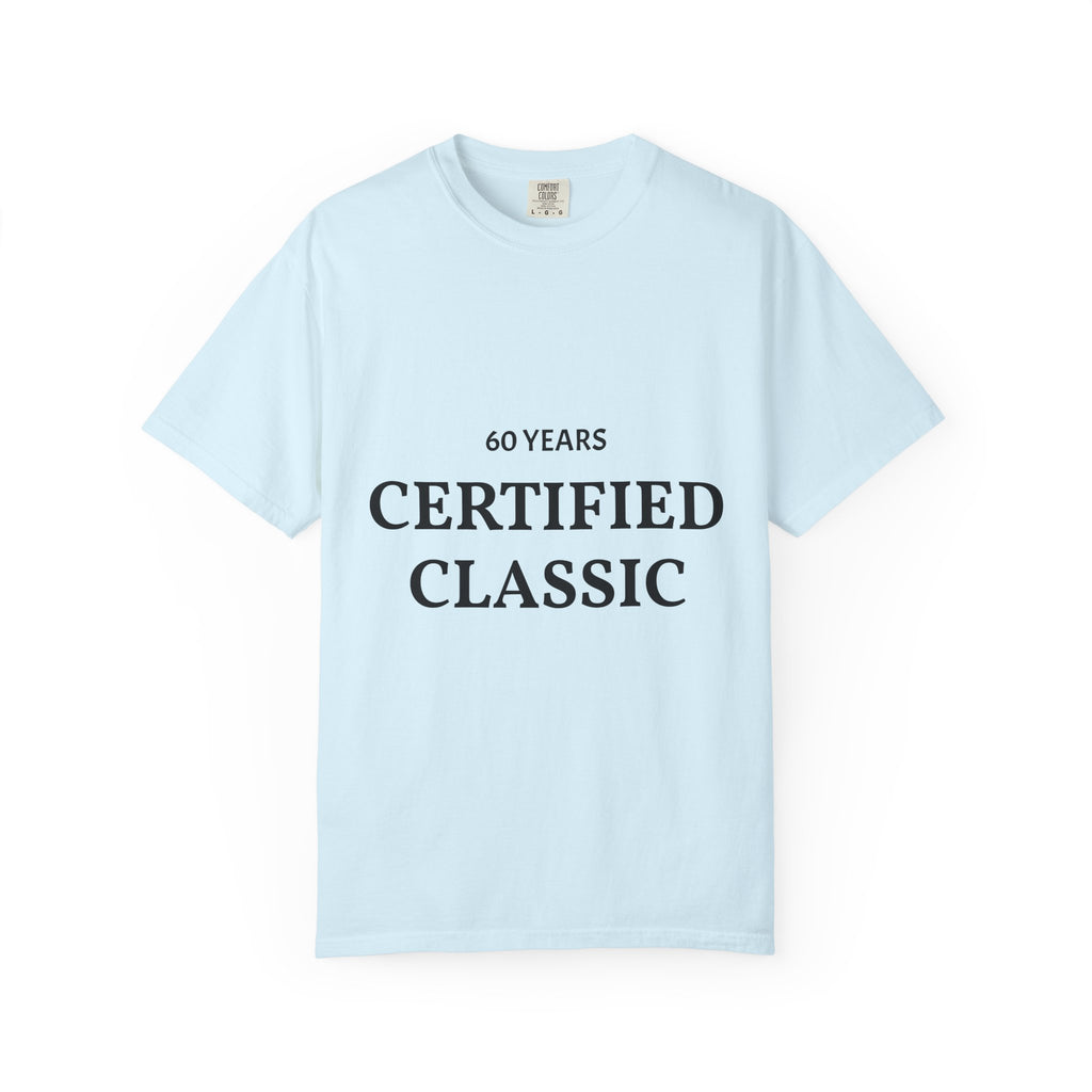 Certified Classic 60 Years T-Shirt by Printify, white cotton tee with vintage 60th anniversary design, front view.