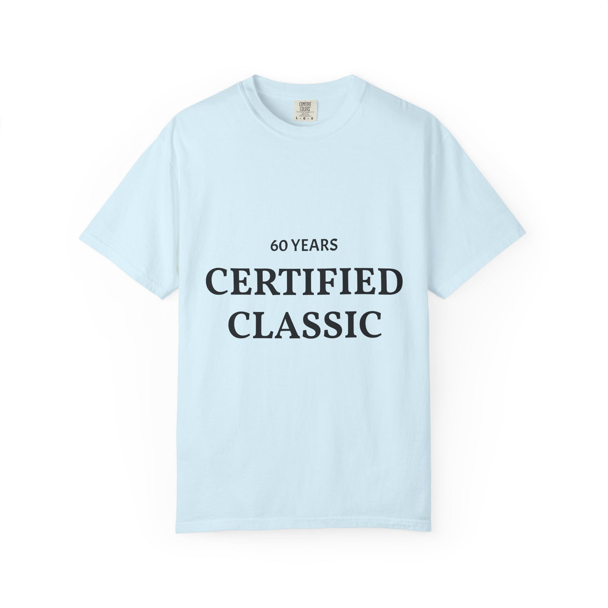 Certified Classic 60 Years T-Shirt by Plush Fashion Hub, white cotton t-shirt with 60 years anniversary logo and design.