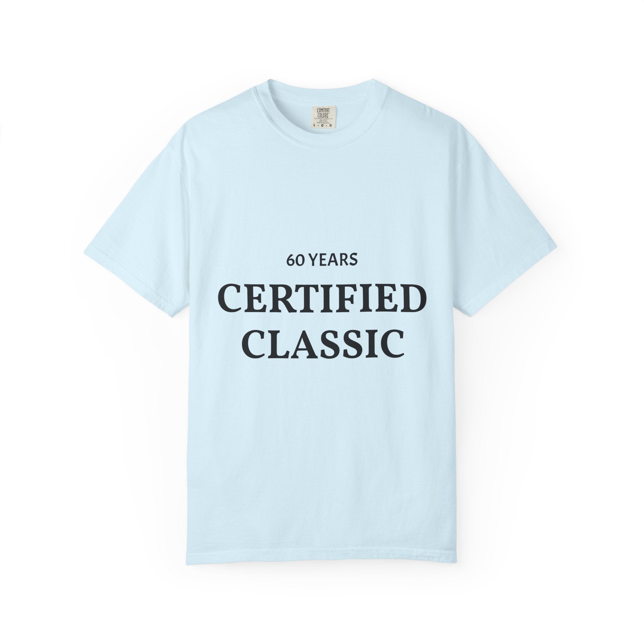 Certified Classic 60 Years T-Shirt by Printify, white cotton tee with vintage 60th anniversary design, front view.