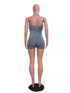 Halter Neck Top and Shorts Sweater Set