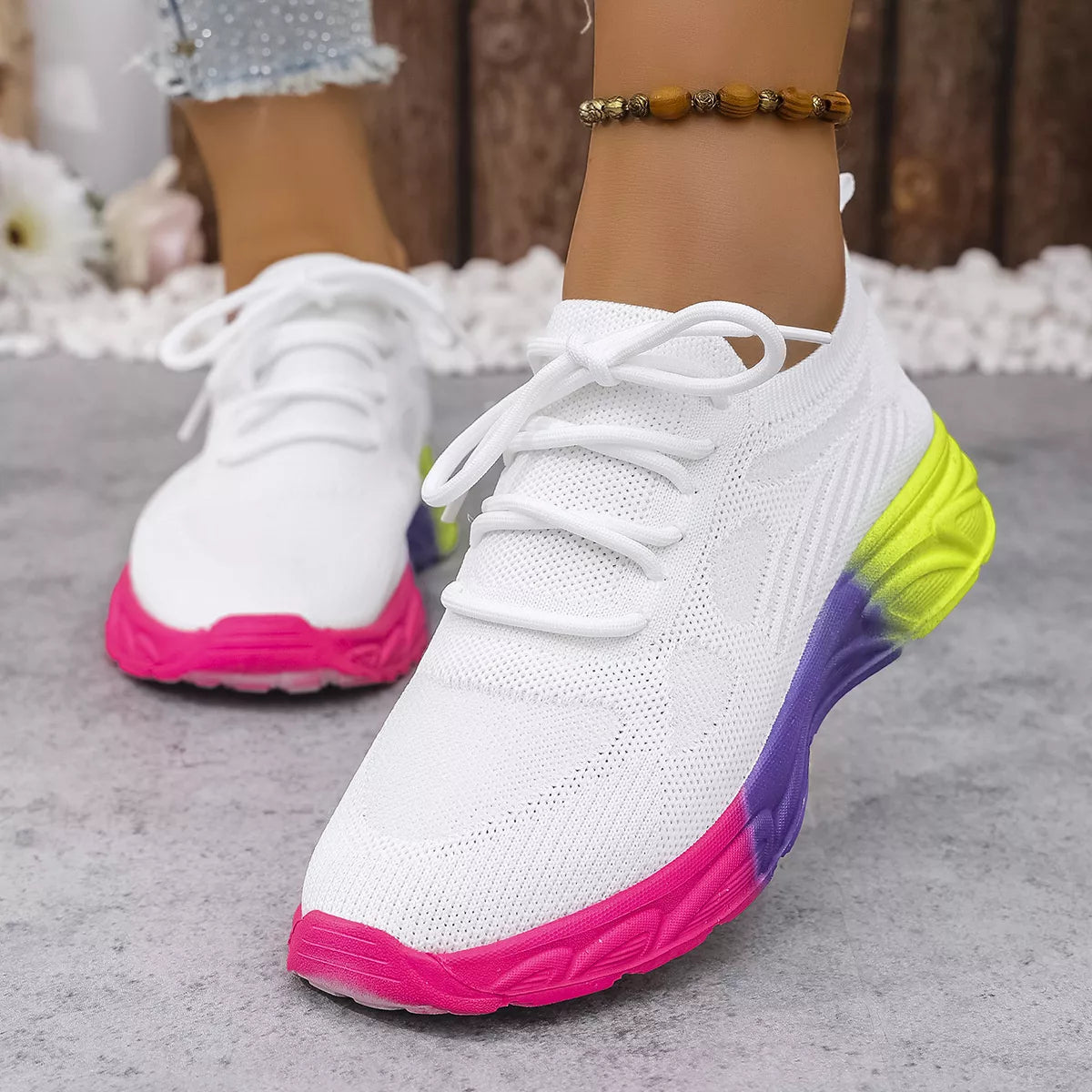 Shopimist lace-up round toe sneakers with white design, featuring classic style and comfortable fit for casual wear.
