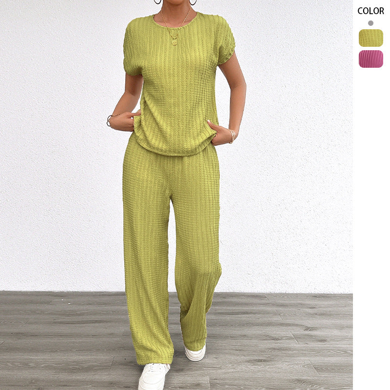 Eprolo ethereal chiffon pleated loungewear set bottoms, flowing lightweight fabric, elegant two-piece comfort wear.