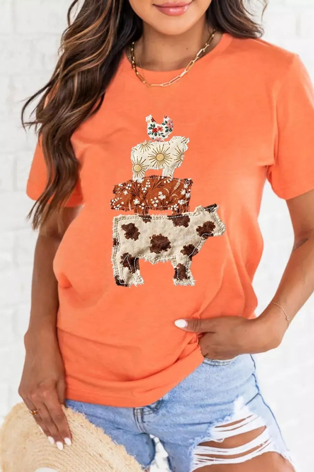 Animal design short sleeve t-shirt by Plush Fashion Hub featuring a unique animal graphic on lightweight cotton fabric.