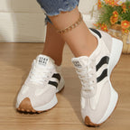 Women's round toe lace-up flat sneakers by Plush Fashion Hub featuring comfortable PU leather, casual style, and versatile design.