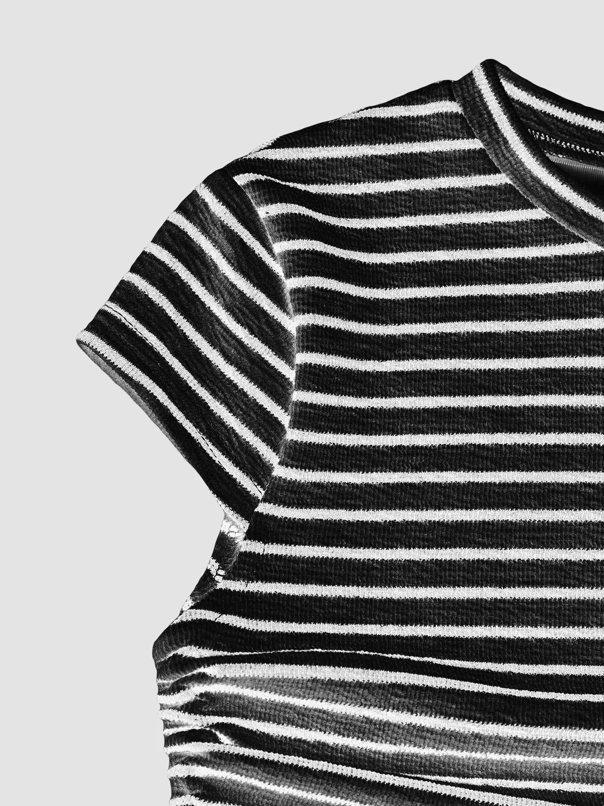 Striped crop top and wide-leg pants outfit set by Plush Fashion Hub, stylish dress with vibrant stripe pattern and comfortable fit.