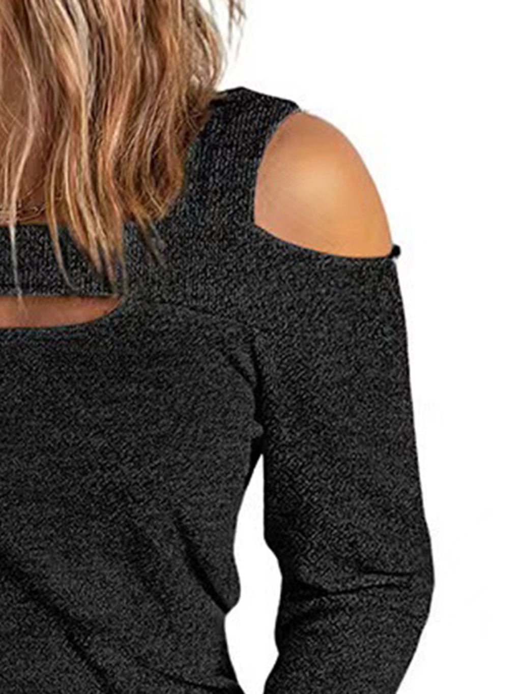 Women's elegant cold shoulder blouse by Trendsi featuring cutout design, casual polyester top, stylish and breathable for everyday wear.