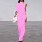 Solid color one-shoulder jumpsuit with pile collar from Plush Fashion Hub, featuring a stylish and modern design.