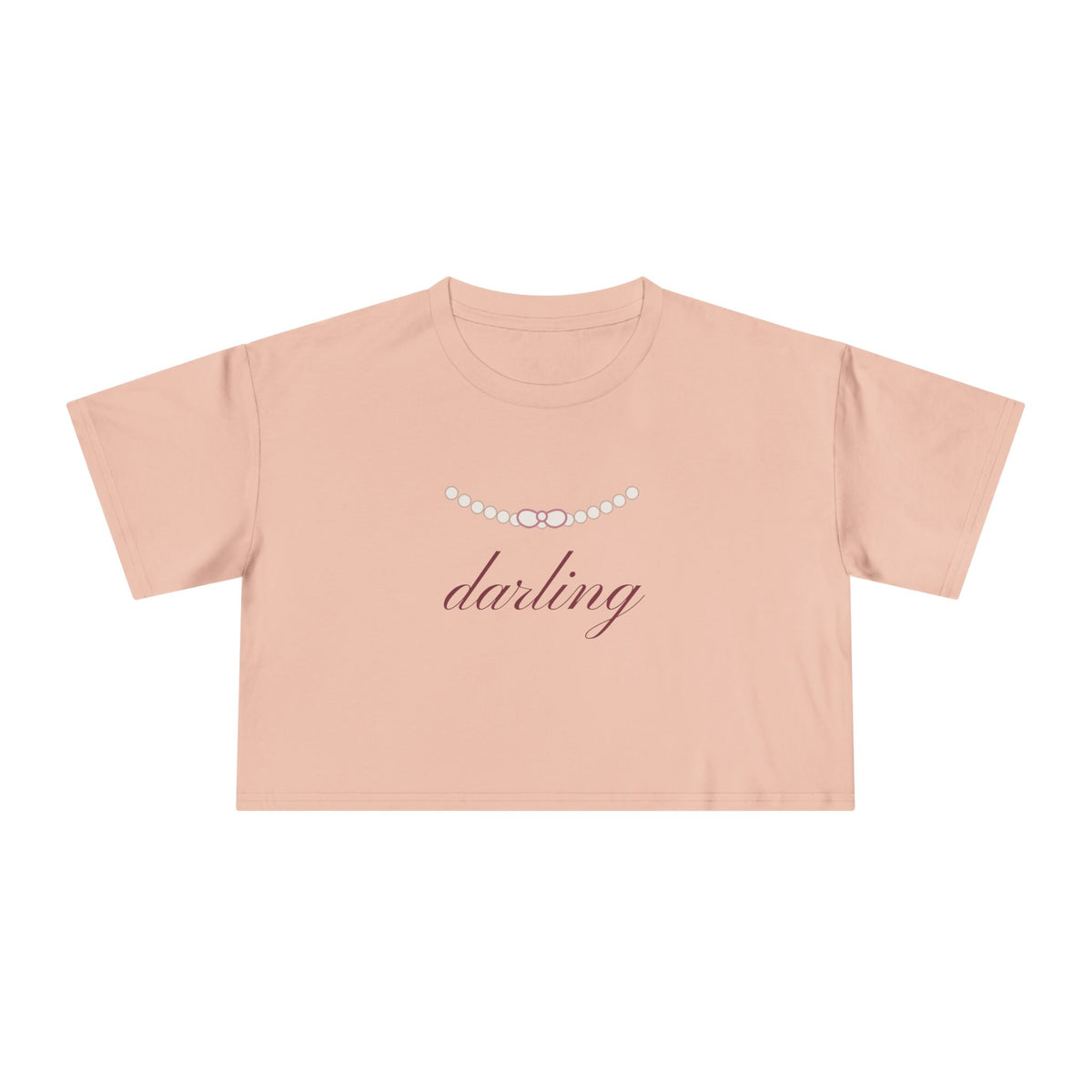 Darling Pearl Bow Crop Tee | Women's Cute Luxury Cropped T-Shirt