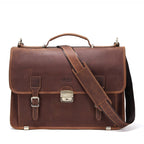 14-inch men's leather laptop briefcase by Plush Fashion Hub, stylish business briefcase with handles and zip closure.