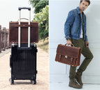 14-inch men's leather business briefcase by Plush Fashion Hub, featuring a sleek design and organized interior for professional use.