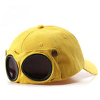 Unisex aviator baseball cap by FitiqueFit with built-in sunglasses, summer hat featuring adjustable strap and stylish design