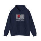 Unisex hoodie by Wear Your Worship featuring Revelation 1:5 inspirational message on a comfortable red pullover.