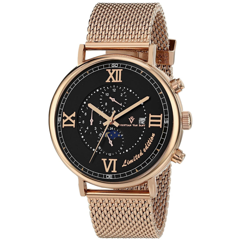 Christian Van Sant Men's Somptueuse LTD watch with a sleek design and leather strap, displayed on a neutral background