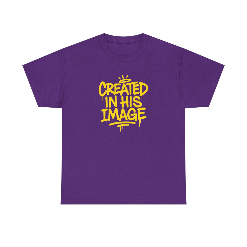 Wear Your Worship Created In His Image T-shirt with Genesis 1:27 inspirational graphic, casual apparel for faith-based style.