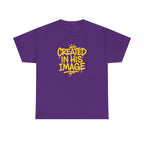 Wear Your Worship Created In His Image T-shirt with Genesis 1:27 inspirational graphic, casual apparel for faith-based style.