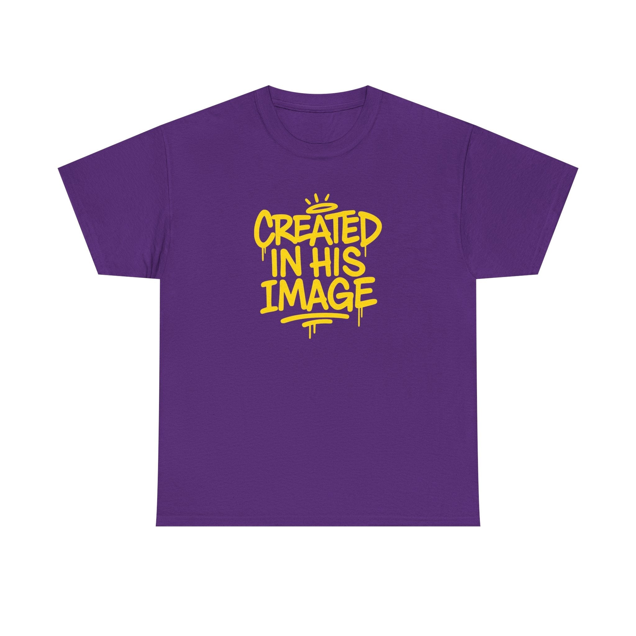 Wear Your Worship Created In His Image T-shirt with Genesis 1:27 inspirational graphic, casual apparel for faith-based style.