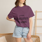 White Certified Classic 60 Years T-Shirt by Printify featuring vintage-inspired graphic design on soft cotton fabric.