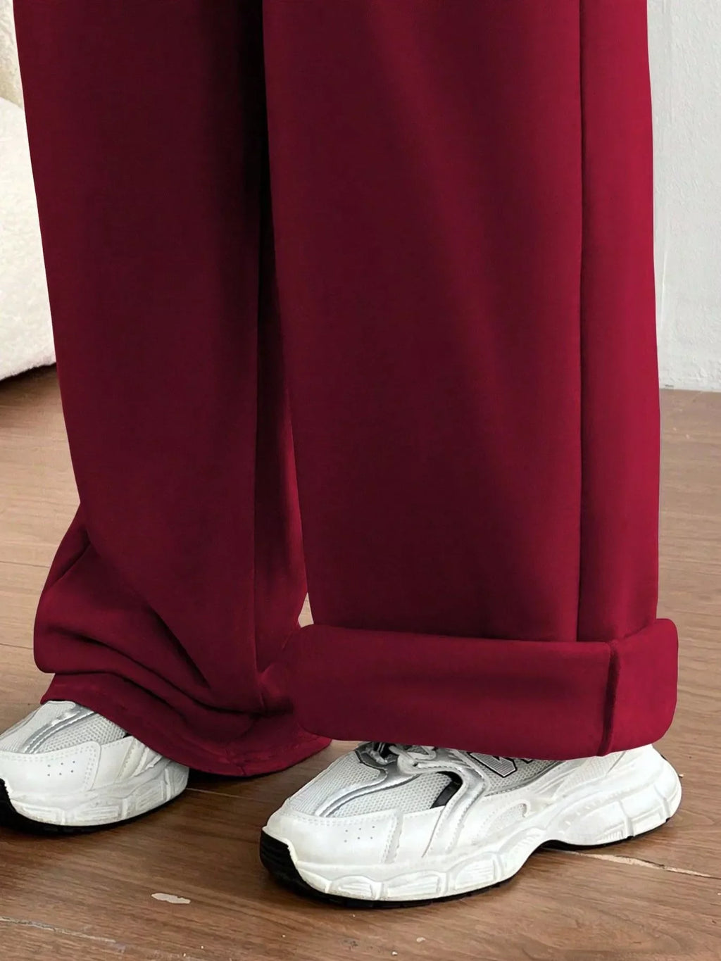 Casual high waist wide leg sweatpants by Simply Love with drawstring waist and relaxed fit, shown in a neutral color.