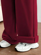 Casual high waist wide leg sweatpants by Simply Love with drawstring waist and relaxed fit, shown in a neutral color.