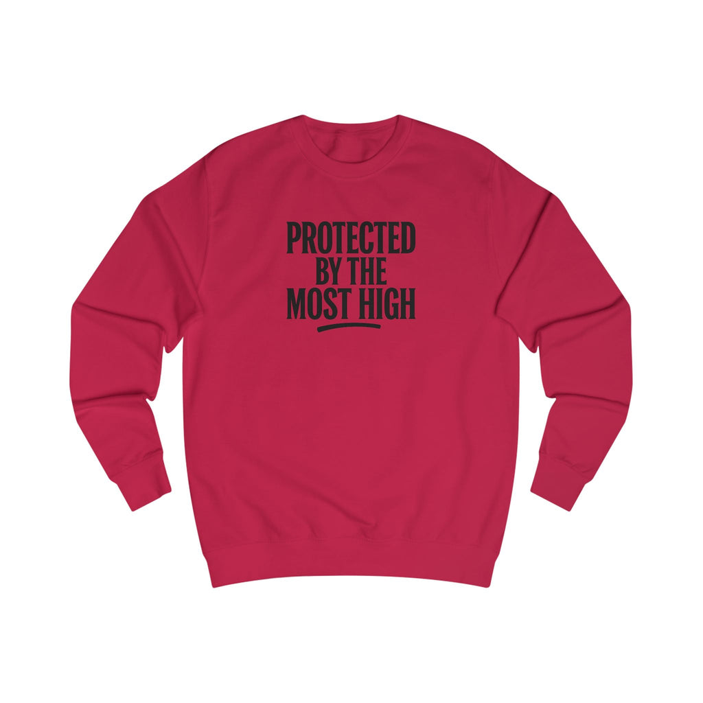Wear Your Worship Psalm 91 sweatshirt featuring inspirational "Protected By The Most High" text on a cozy crewneck sweatshirt.