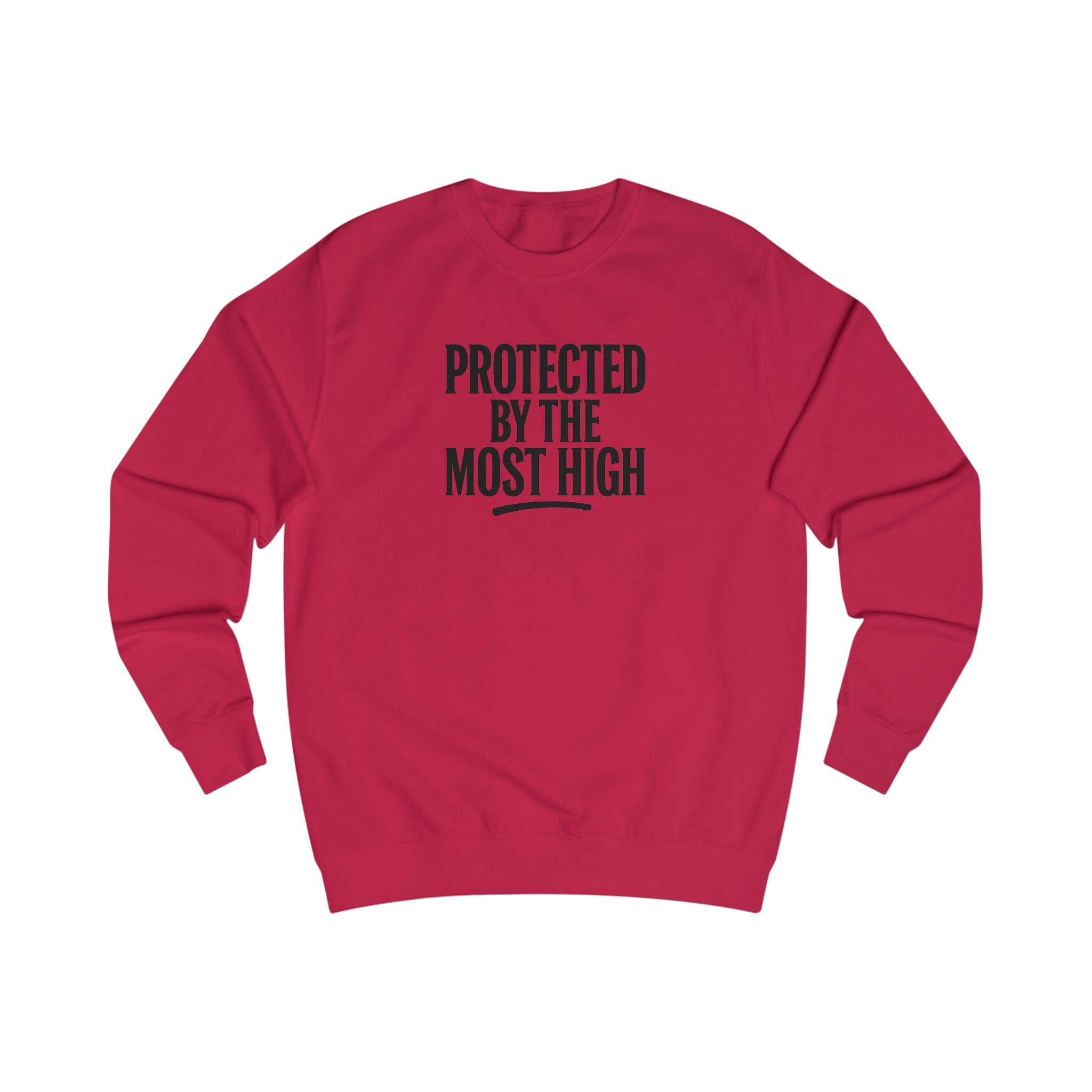 Wear Your Worship Psalm 91 sweatshirt featuring inspirational "Protected By The Most High" text on a cozy crewneck sweatshirt.