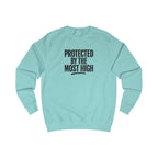Wear Your Worship Psalm 91 sweatshirt featuring inspirational "Protected By The Most High" design on a cozy crewneck apparel.