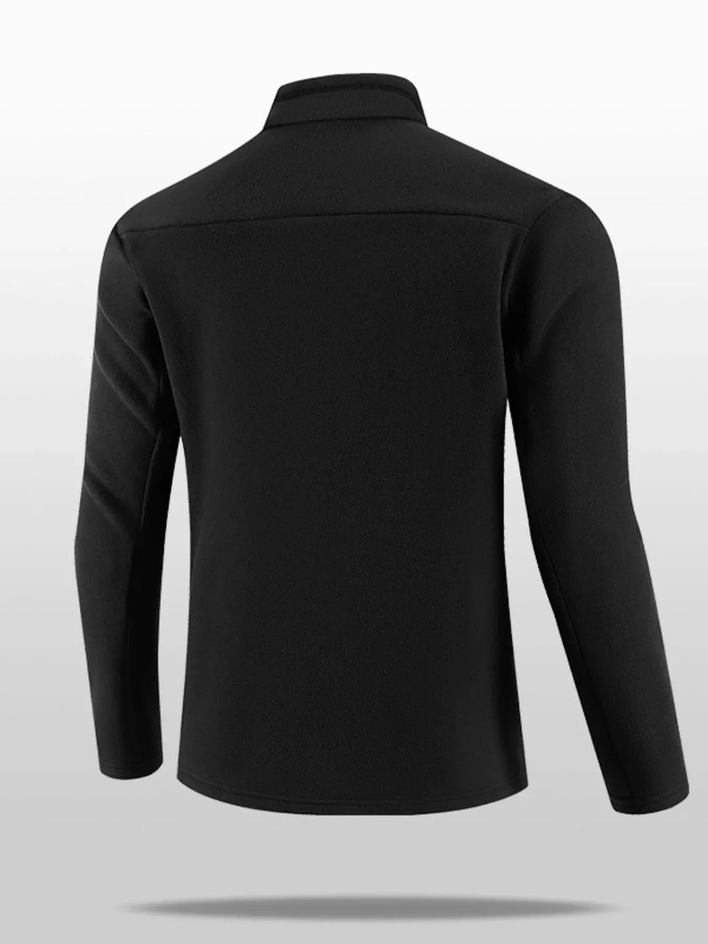 Men's plus size full-zip fleece jacket by Shopimist, showing navy blue fleece with front zipper and ribbed cuffs.