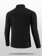 Men's plus size full-zip fleece jacket by Shopimist, showing navy blue fleece with front zipper and ribbed cuffs.