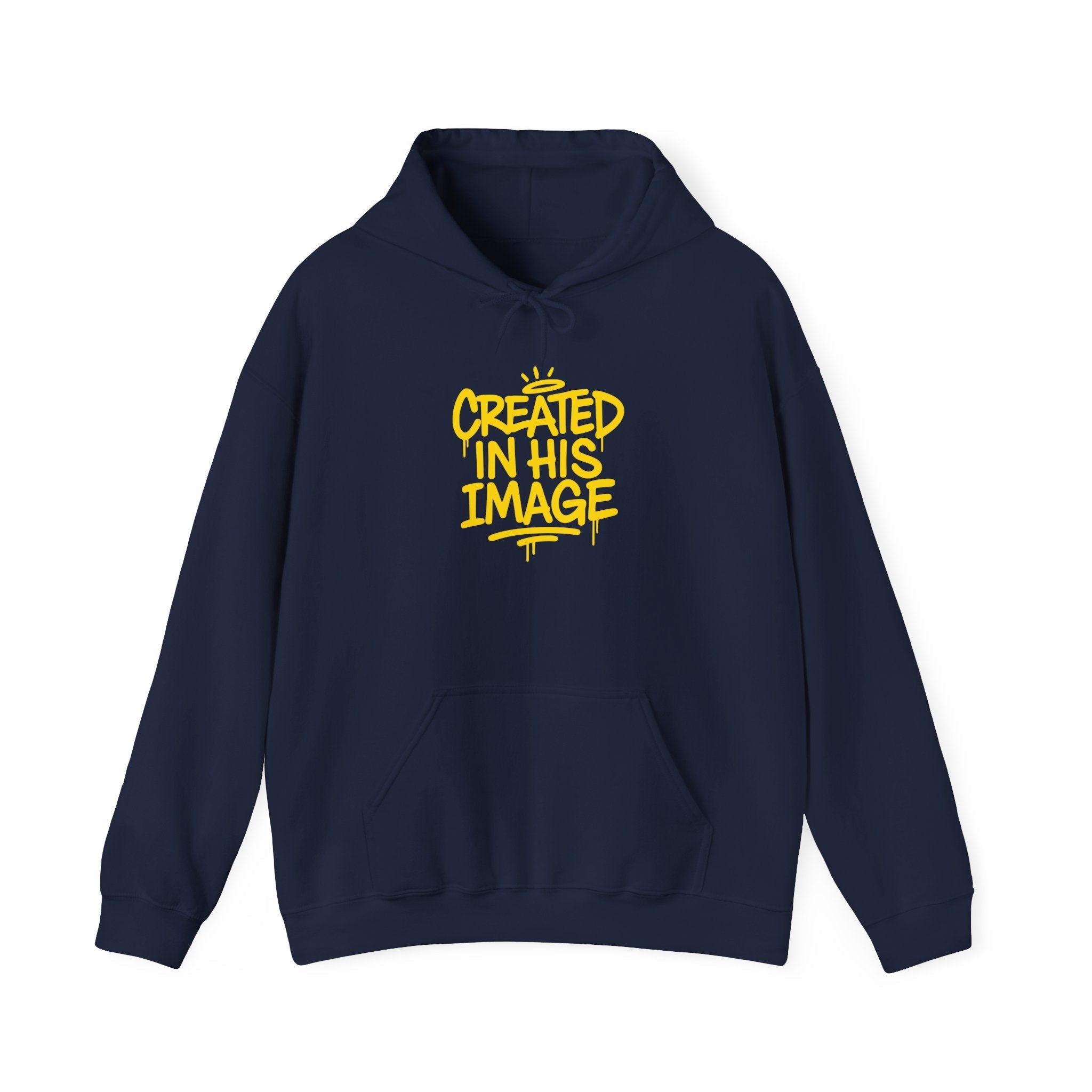 Wear Your Worship Created In His Image hoodie featuring Genesis 1:27 inspirational design, casual pullover for faith-based apparel.